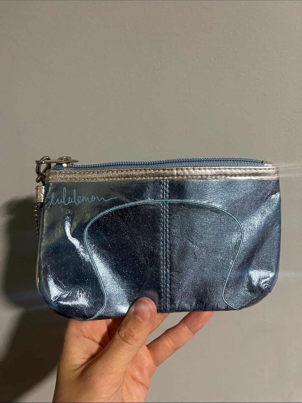 Lululemon Metallic Blue and Silver Wristlet - Picture 2 of 6